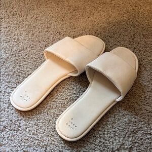 a new day Cream Wide‑Strap Slide Sandals for Women